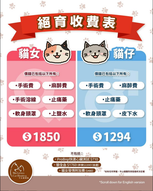 【Spay/Neuter Rate List】